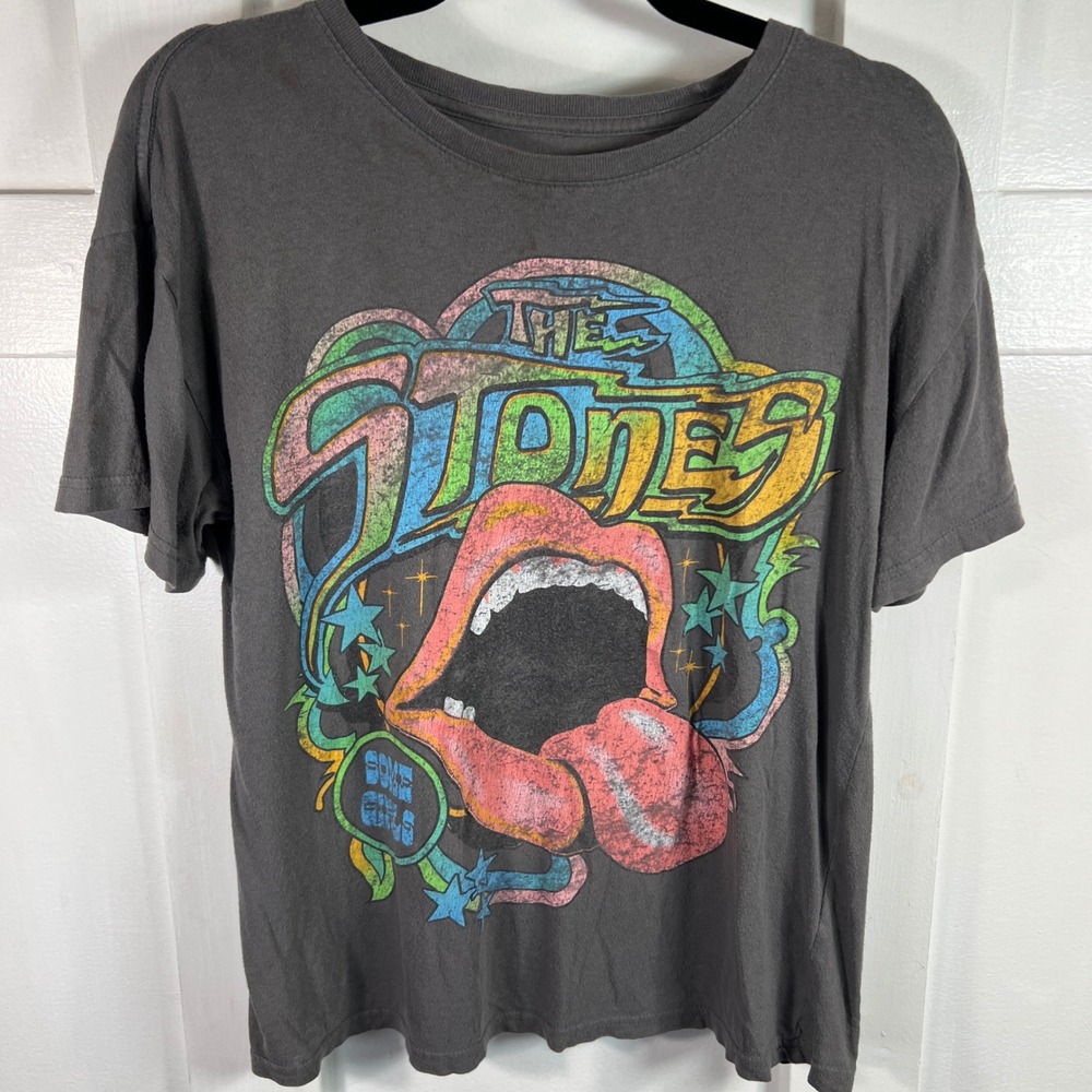 The Rolling Stones Some Girls Graphic T-Shirt Gray Medium Rock Band Tee